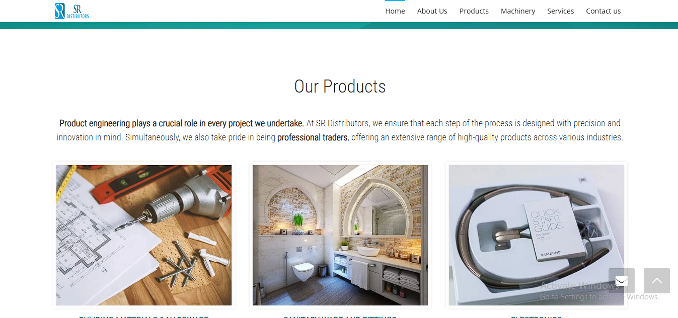 SR Distibutors import-export industry Website